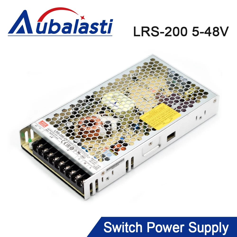 Aubalasti Meanwell Switch Power Supply LRS-200 5V 12V 24V 36V 48V for CNC Router Cutting and Engraving Machine