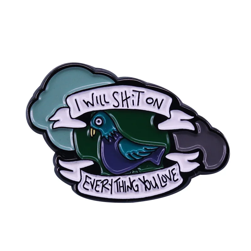 Funny pigeon poop enamel pin show your Internet meme complex