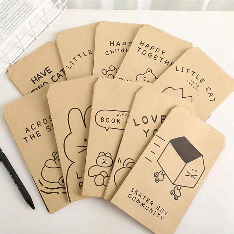 20PCS/Pack Vintage Letter Envelope Sets Cute Cartoon Envelope Kraft New Creative Letter Paper Storage Bag School Office Supplies