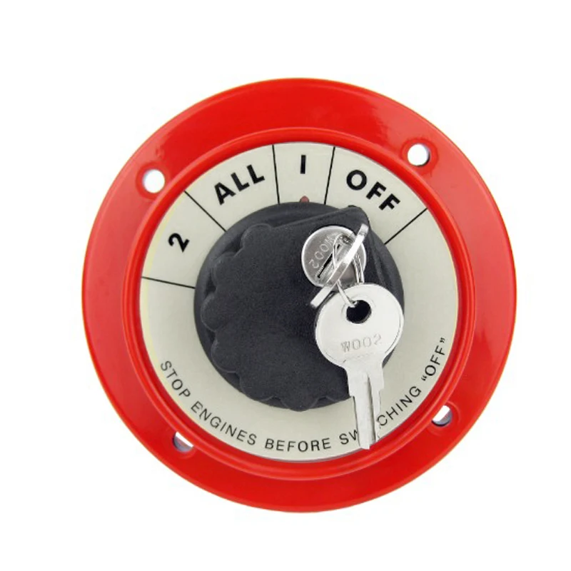 Red Nylon Round Battery Disconnect Switch 12V 4 Positions Waterproof Marine Master Isolator for Boat Car RV