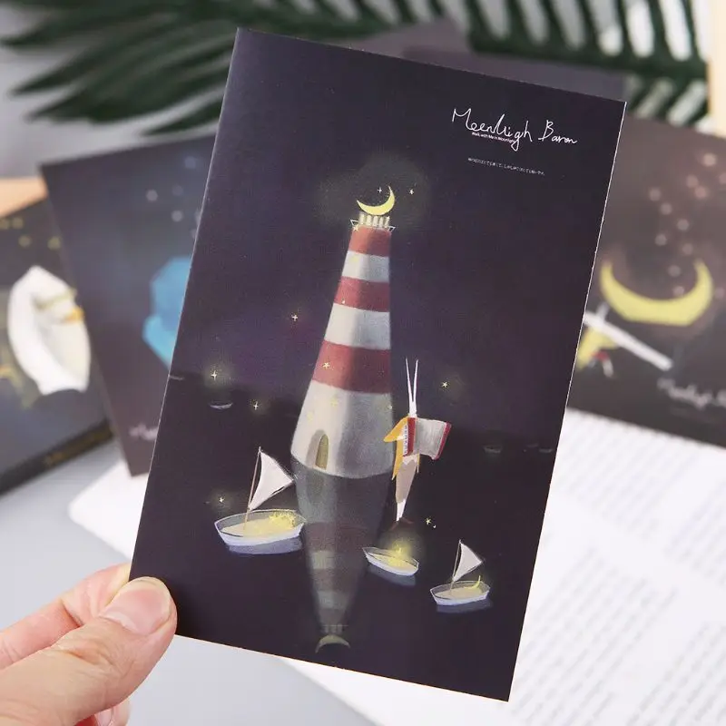 30pcs Vintage Luminous Postcard Glow In The Dark Moon Light Greeting Post Card Novelty Xmas Greeting Cards Gift