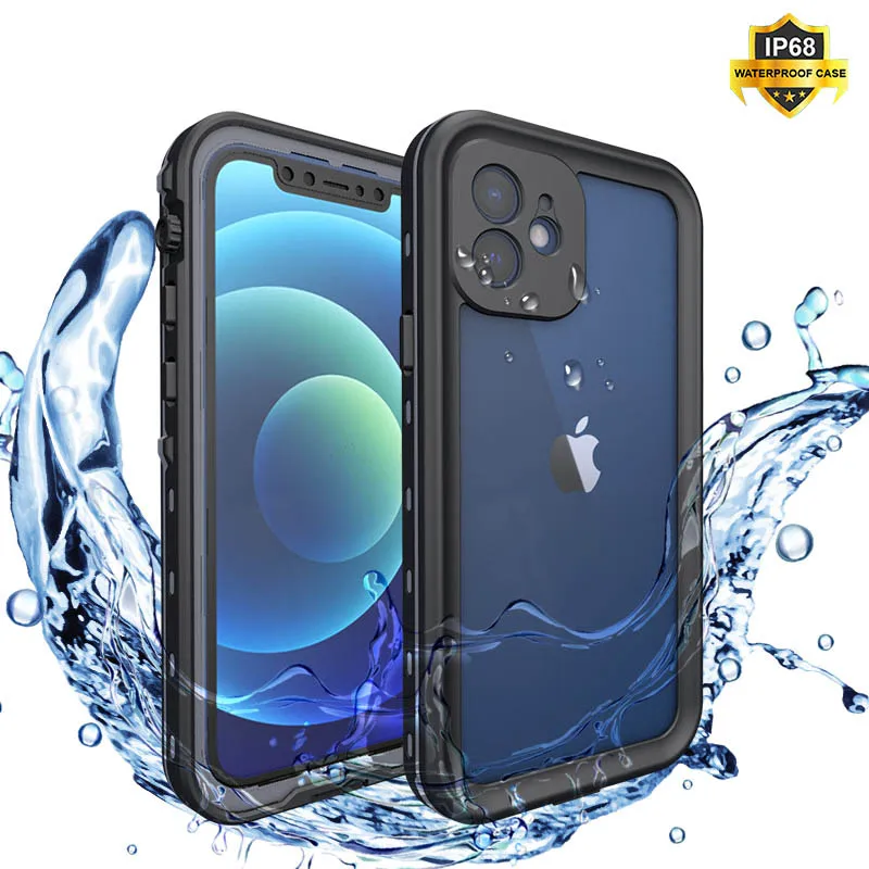 For iPhone 12 11 Pro Max XS XR Waterproof Phone Case IP68 Water proof Diving Underwater Swimming Sealed Cover for iPhone 7 8Plus