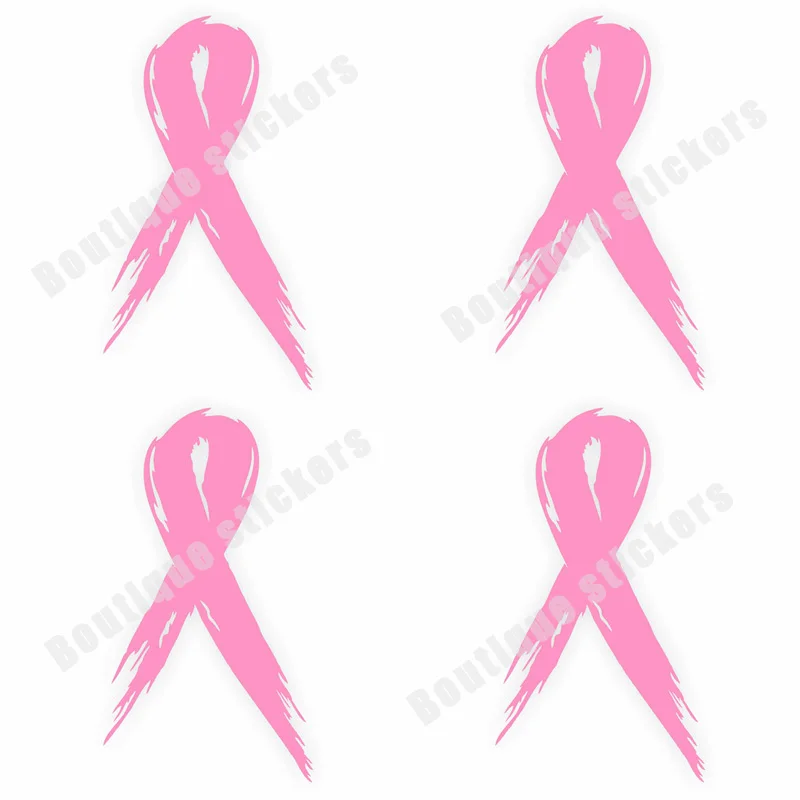 4-piece Breast Cancer Prevention Promotion Ribbon Sticker Pink Car Window Vinyl Decal Application Type Sticker PVC Vinyl