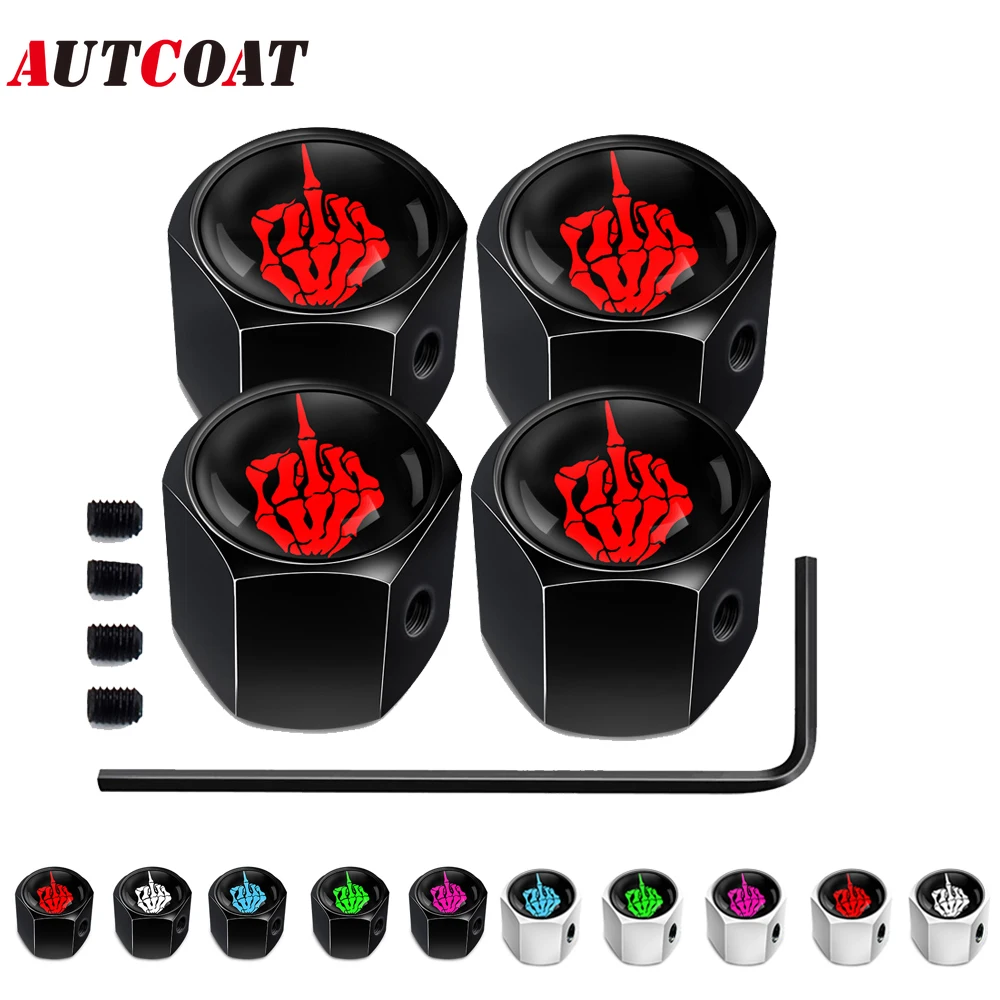 

AUTCOAT 4Pcs/Set Anti-theft Tire Valve Stem Cap, Dustproof Seal, Aluminum Tire Air Caps for Car Truck Motorcycle SUV and Bike