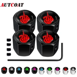 AUTCOAT 4Pcs/Set Anti-theft Tire Valve Stem Cap, Dustproof Seal, Aluminum Tire Air Caps for Car Truck Motorcycle SUV and Bike