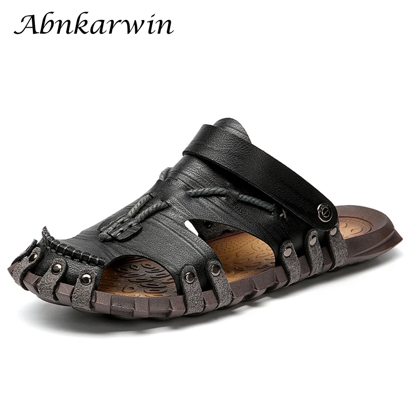 Mikrofaser Leder Sommer Atmungsaktive Casual Slip On Flache Herren Sandalen Strand Sandale Mann Schuhe Sandalen Sandalen Heren Komfort Weich