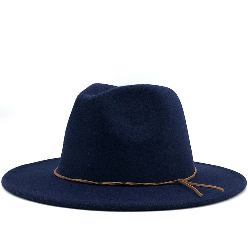 New Men Women Wide Brim Wool Felt Jazz Fedora Hats British style Trilby Party Formal Panama Cap Black Yellow Dress Hat 58-60CM