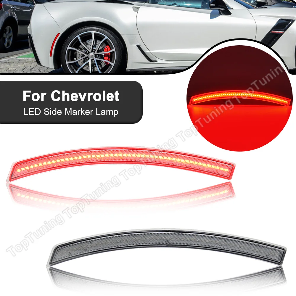 

2X Smoked /Clear Lens Red LED Side Marker Light Car Rear Fender Lamp For Chevrolet Corvette C7 2014 2015 2016 2017 2018 2019