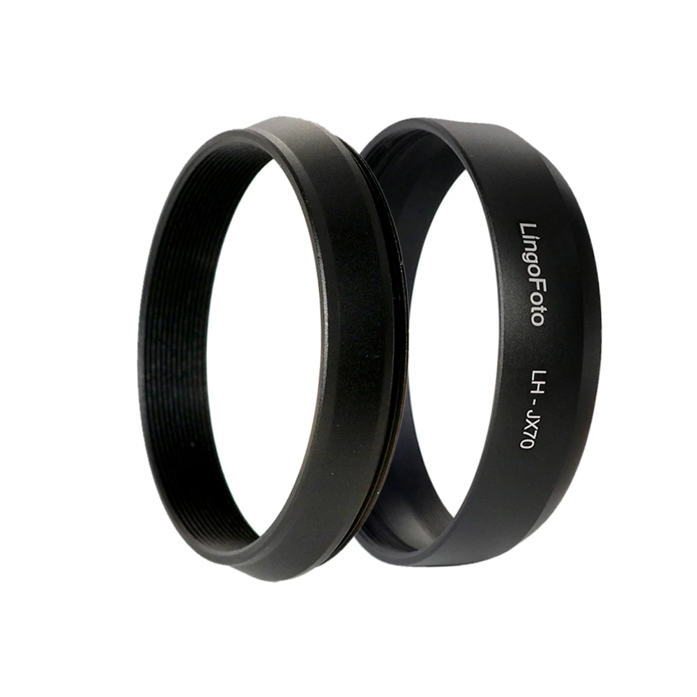 Metal Lens Hood para Fujifilm X70 Camera, 49 milímetros Anel Adaptador Filtro, preto, prata, LH-JX70