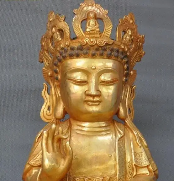 Tibet Fane bronze Gilt Maitreya Bodhisattva Jizo Ksitigarbha monk buddha statue