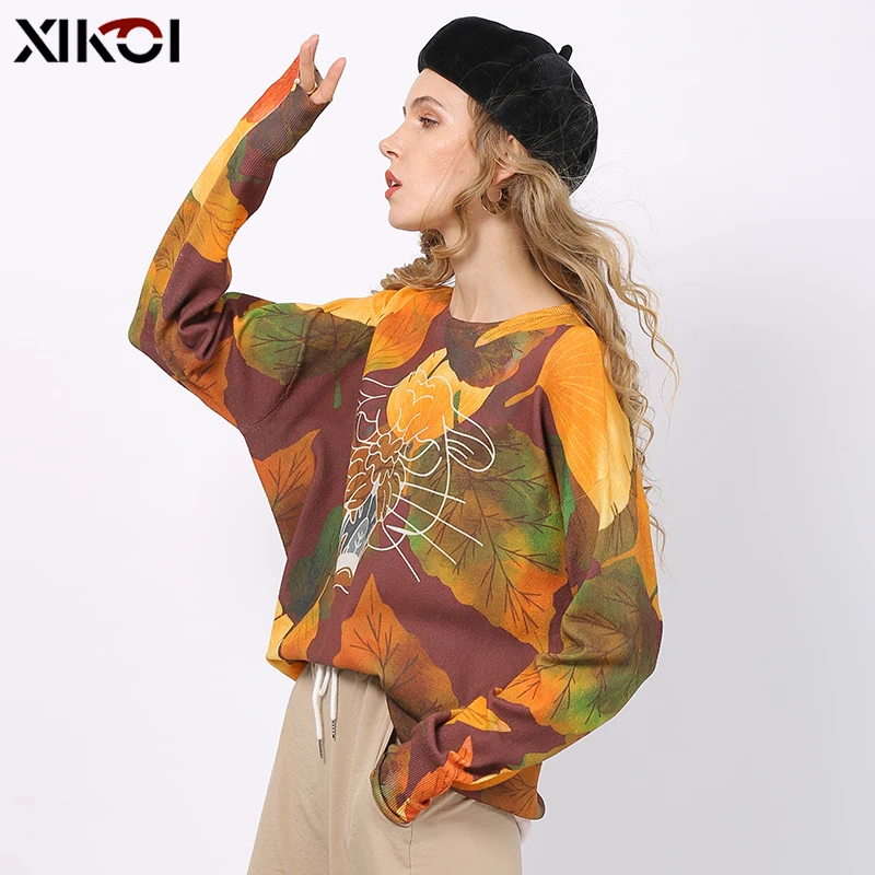 XIKOI New Tiger Print Sweaters Women Winter Oversized Jumper Knitted Pullovers Tops Plus Size Pull Femme jesery sueter feminino