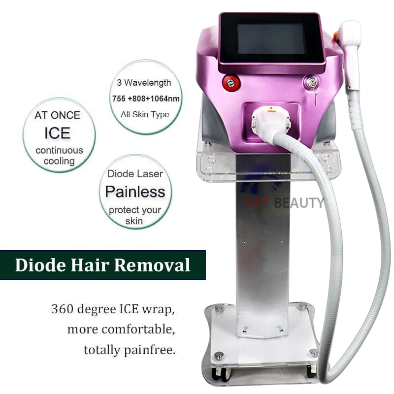 3 In 1 755nm 808nm 1064nm Diode Laser Face Body Hair Removal Machine Ice Wrap Painless Laser Epilator For Whole Body Skin Care