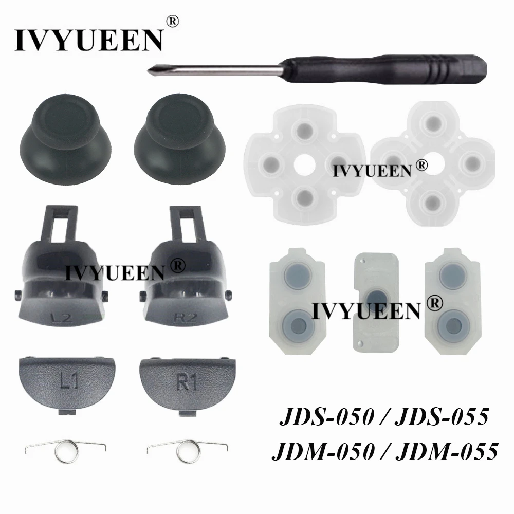 IVYUEEN R2 L2 L1 R1 ปุ่มทริกเกอร์Mod KitสำหรับPlayStation 4 PS4 Pro Slim Controller Analog Stick Caps JDS 055 050 040 030 011