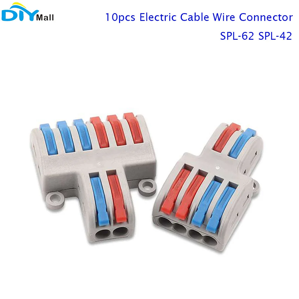 10pcs Universal Mini Fast Wire Connector Wiring Electrical Cable Conector LED Lamp Push In Terminal Block SPL-62 SPL-42 Splic