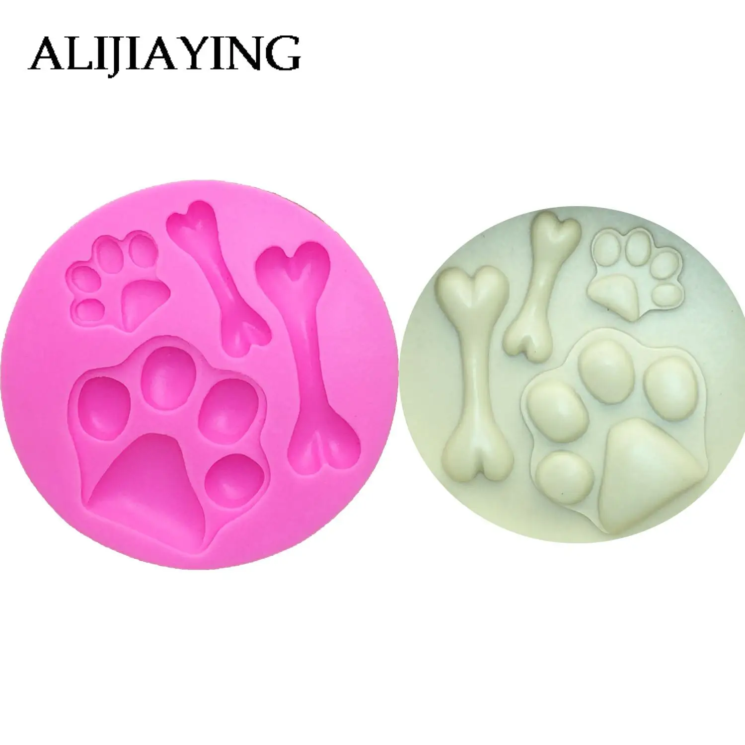 M0199 Cat Dog Paws bones Silicone Mold Cookie Chocolate Mould DIY Fondant Cake Decorative Tools