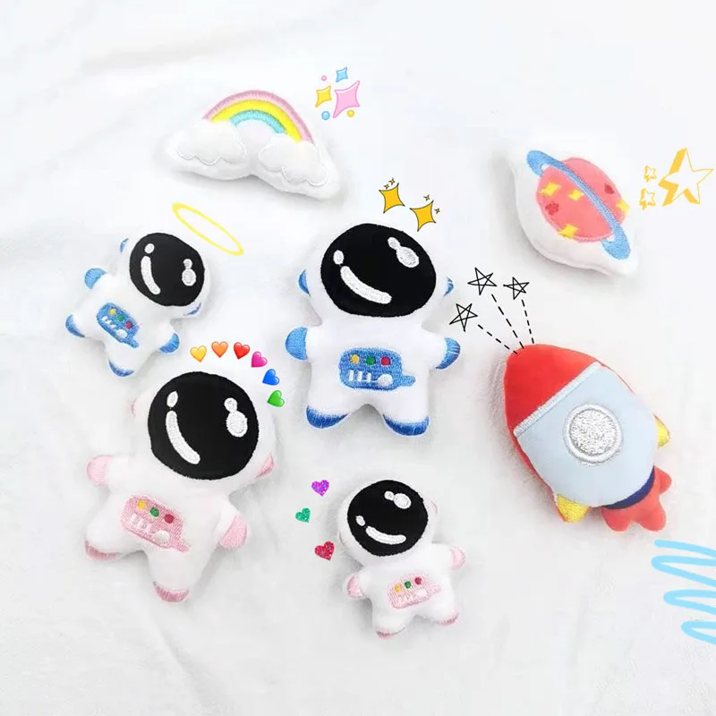 

6PCS/Lot Cartoon Plush Astronaut Planet Rocket Patches Applique Crafts For Children Garment Accessories And Bag Scarf Decoration