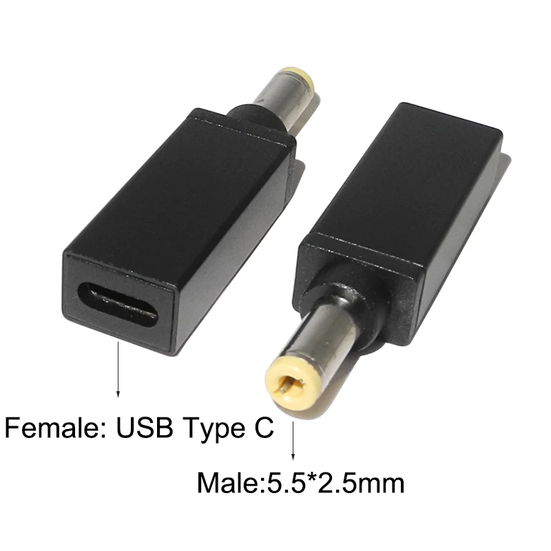 USB نوع C أنثى إلى 5.5X2.5mm ذكر التوصيل محول كابل ل Asus توشيبا 19 فولت محمول شاحن محول الطاقة موصل كابل الحبل