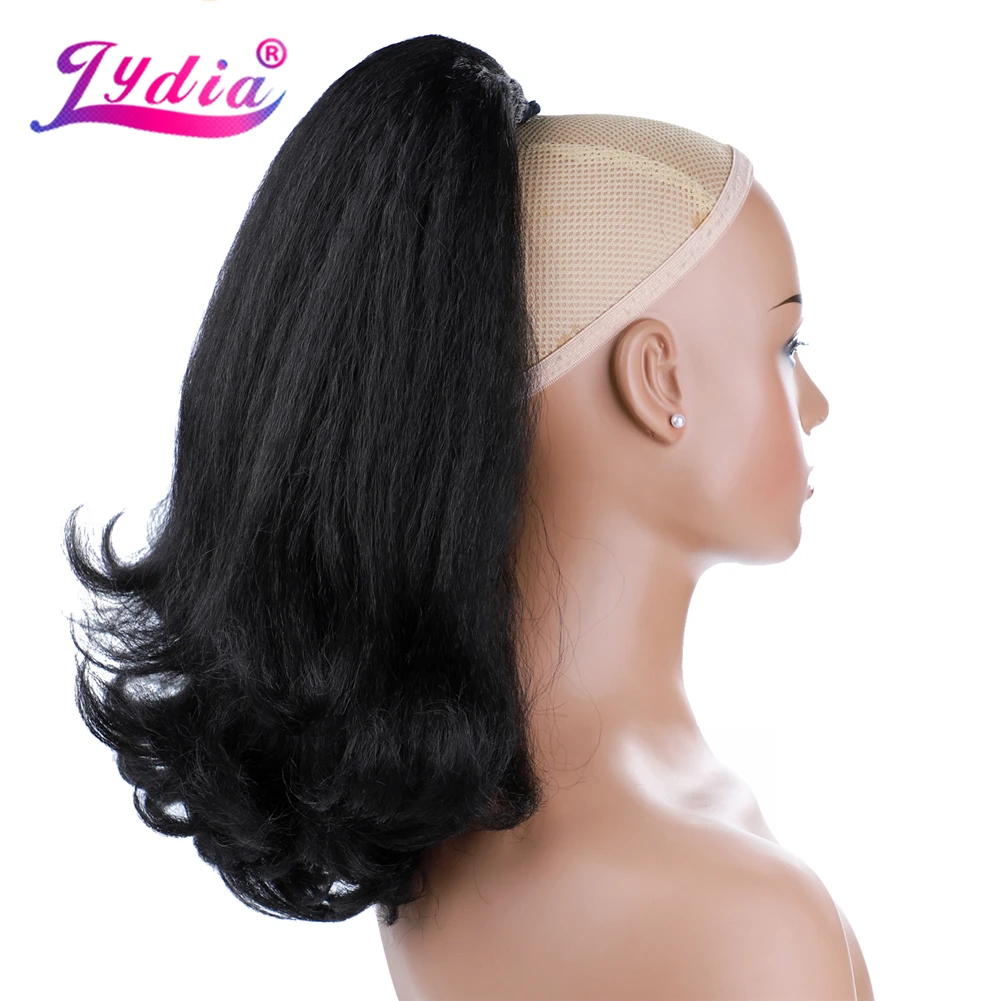 Synthetic Kinky Straight Hairpiece Stylish High-Volume Curly Clips-in Natural Looking Drawstring Ponytail
