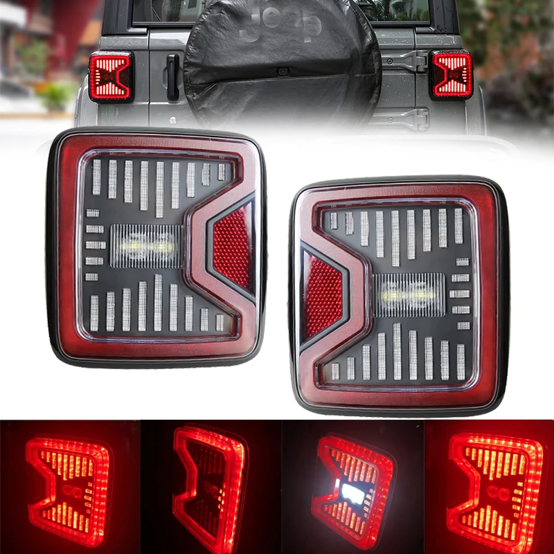 

2pcs led tail lamp Car Light Euro Version For Jeep Wrangler JL 2018 2019 Rear Lamps Brake Reverse light Daytime Running Lights