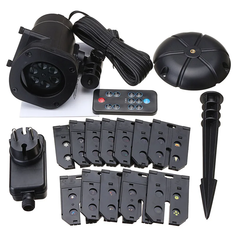 Wasserdicht 12 Muster 4W LED Remote Projektor Bühne Licht Moving Laser Spotlightt Weihnachten Garten Outdoor Urlaub Beleuchtung