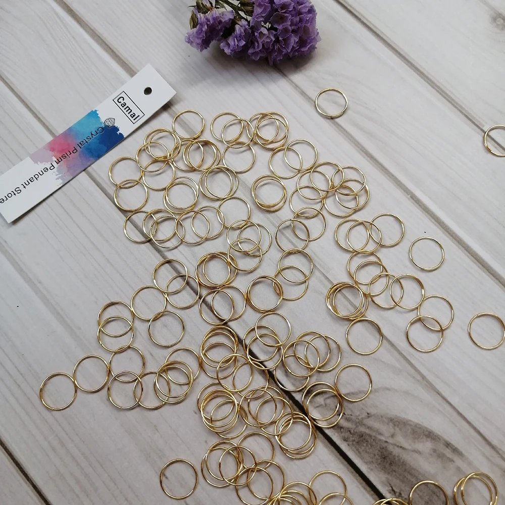 Camal-Anillo de 11mm de Color dorado para fabricación de joyas DIY, Conector de cristal octagonal, cuentas, piezas de lámpara de araña, 100 Uds.