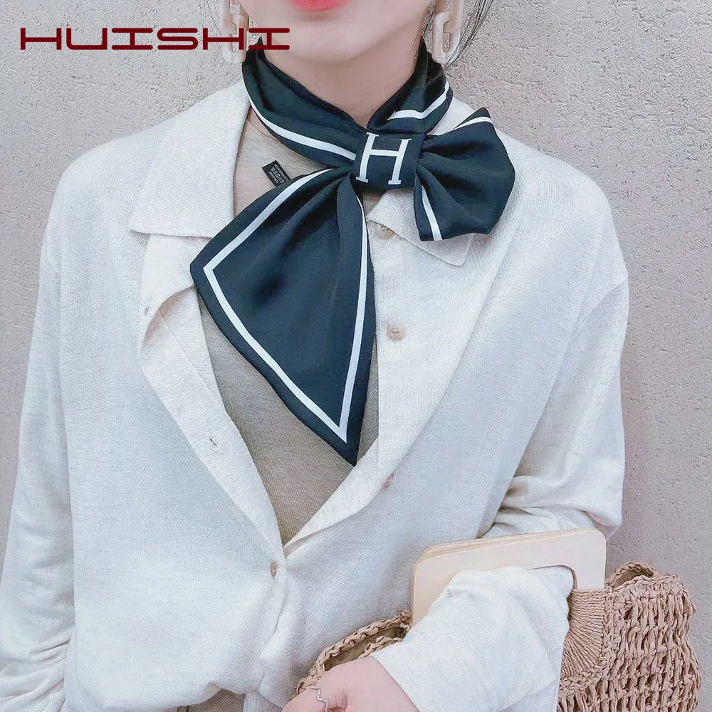HUISHI Woman Scarf Neck Bag Strap Silk feeling Polyester Scarf New Arrivals Print Ribbon Scarfs Women Small Bag Ribbon Fashion