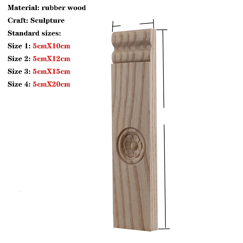 RUNBAZEF Wood Applique Decal Figurines Wooden Carved Decor Unpainted Large Crown Leaves Rectangle Flower Furniture Doors Home