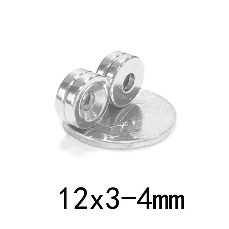 

100/200/300 pcs 12x3-4mm Neodymium Magnets Disc 12x3 mm Hole 4mm Minor Diameter Magnet Round Countersunk Magnetic