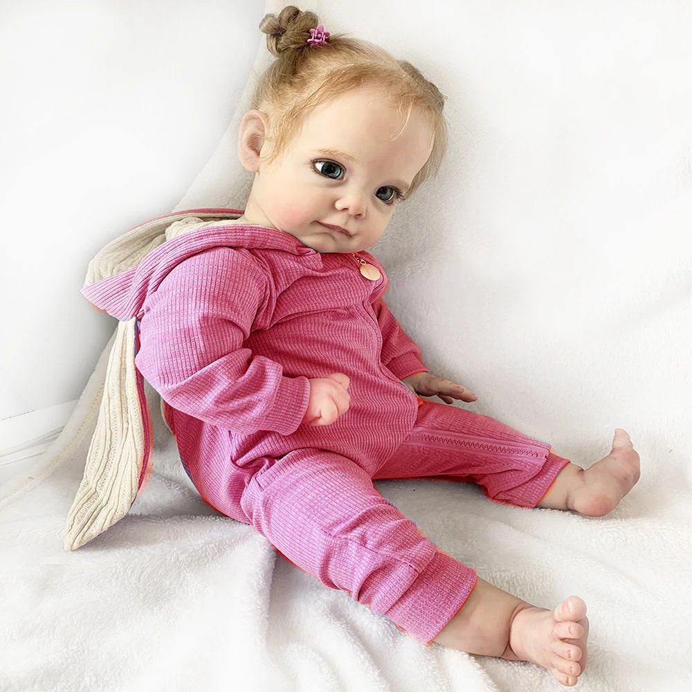 58Cm 23 Inches Maggi Reborn Baby Dolls Handmade Lifelike Silicone Doll  Root Hair Christmas Gift For Girls  With Cloth Body