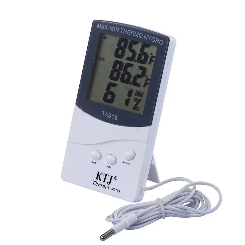 LCD Max-Min Thermometer Hygrometer Digital Indoor Thermo Hygro Humidity Out Temperature Meter Probe Sensor Cable Weather Station