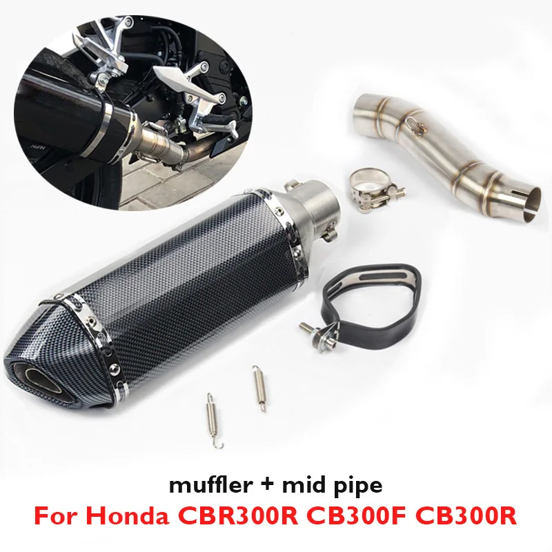 Motorcycle Exhaust System Middle Mid Link Pipe Exhaust Tip Muffler Pipe for Honda CBR300 CB300R CB300F