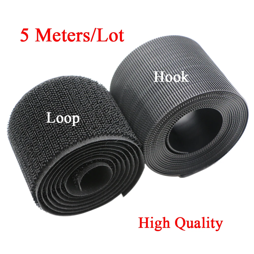 5meter 20-100mm High Quality Strong Non-Adhesive Hook Loop Fastener Tape Strip Nylon Sticker Adhesive for Sewing DIY No Glue