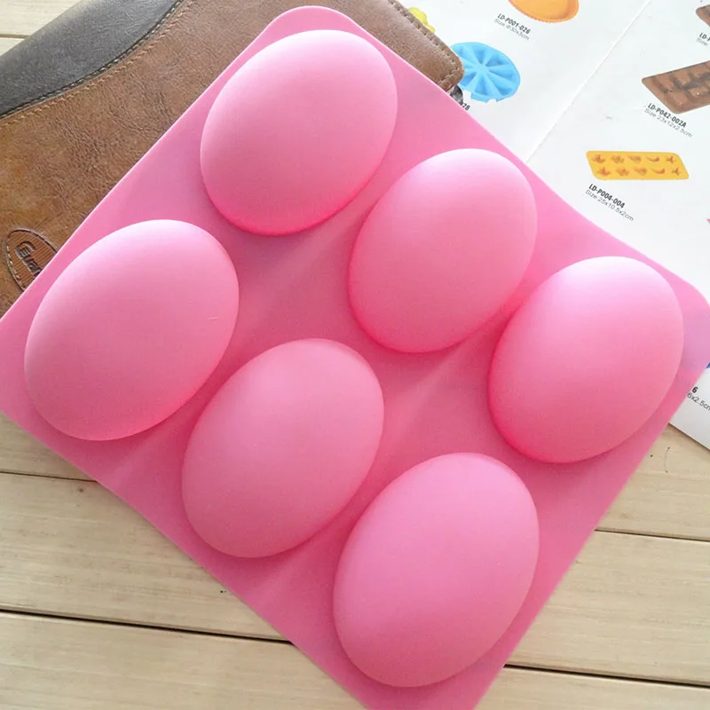 

6 Slots 3D Oval Shape Silicone Soap Mould Handmade Jelly Maker Cake Mold Tool