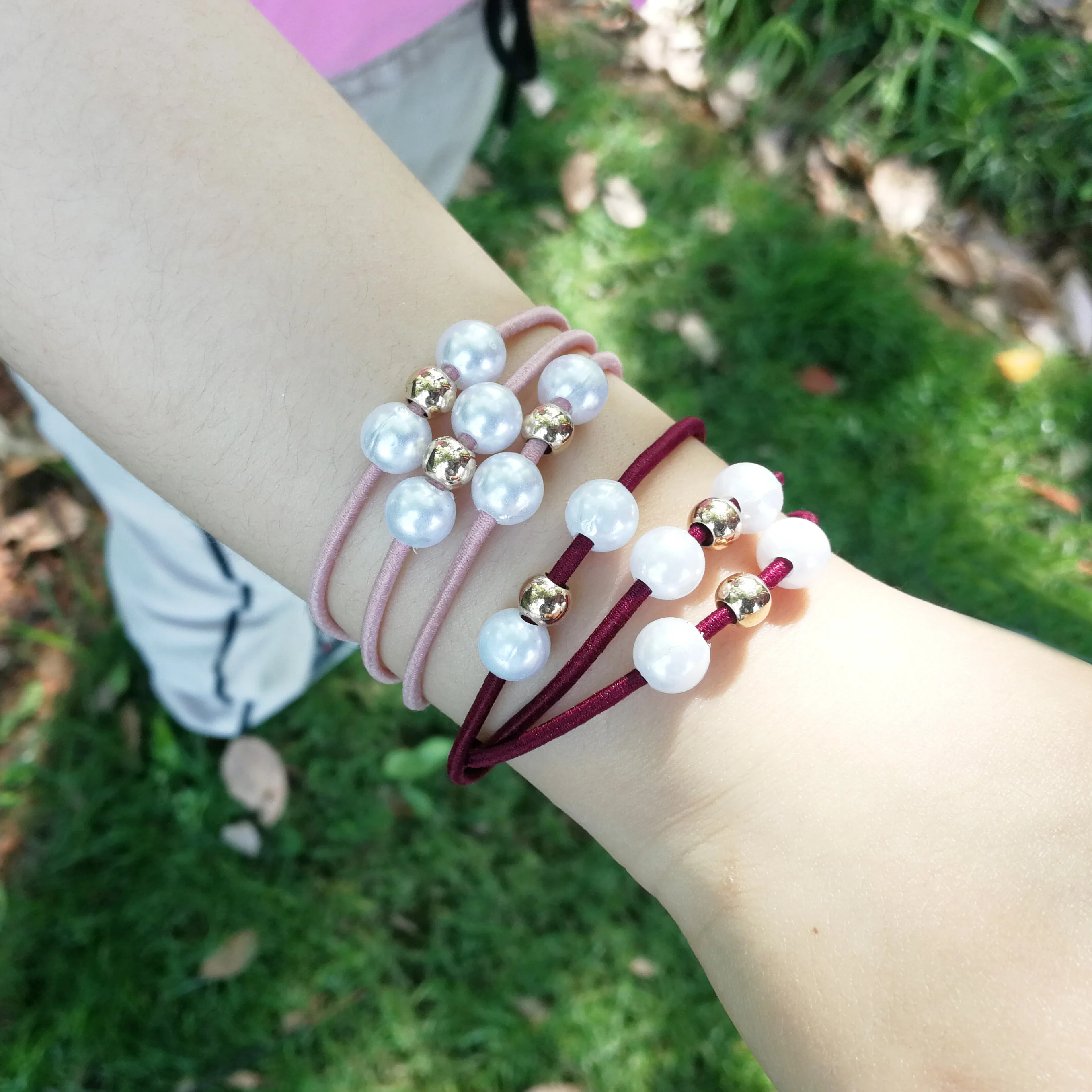 10 stücke Grundlegende Knoten Perlen Elastische Haar Bands Für Frauen Mädchen Solide Pferdeschwanz Halter Gummi Scrunchies Haar Zubehör Großhandel – Detail 3