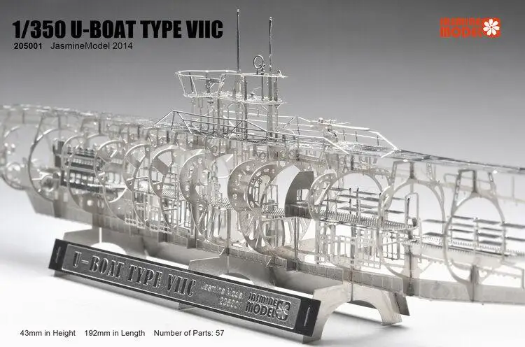 Jasmine Model 205001 1/350 Scale German U-boat Type VIIC Submarine Skeleton