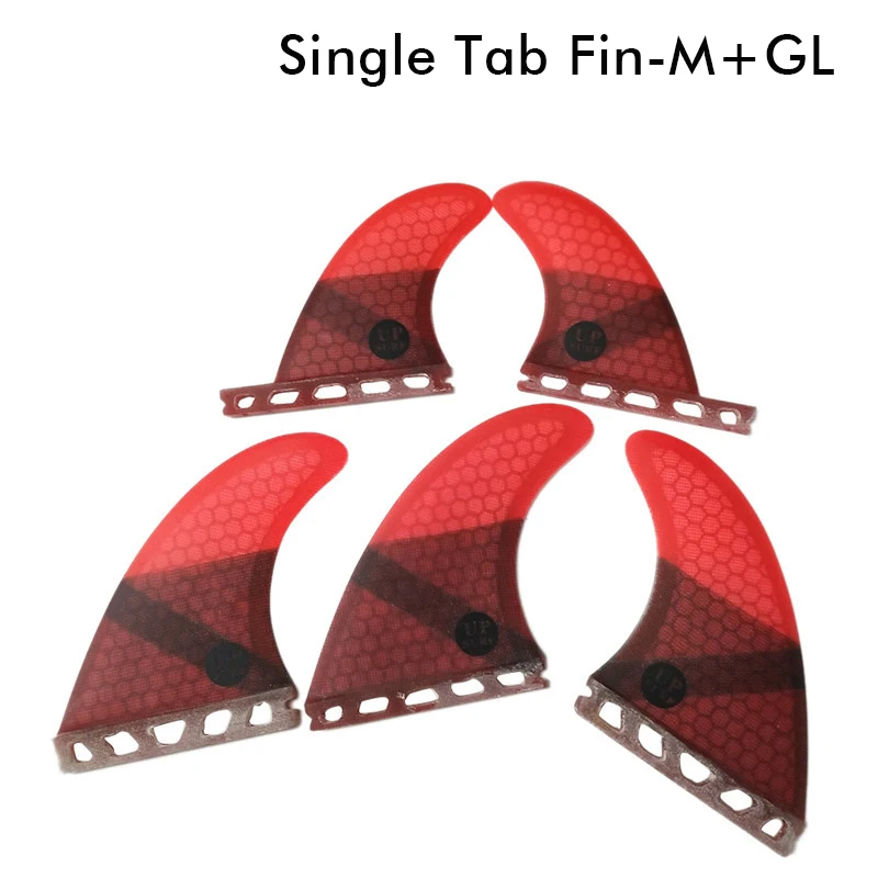 Surf Single Tabs Fin M+L Surfboard Fins Red color Fiberglass Honeycomb Tri-Quad Fins Quilhas Thruster 5 fin Set