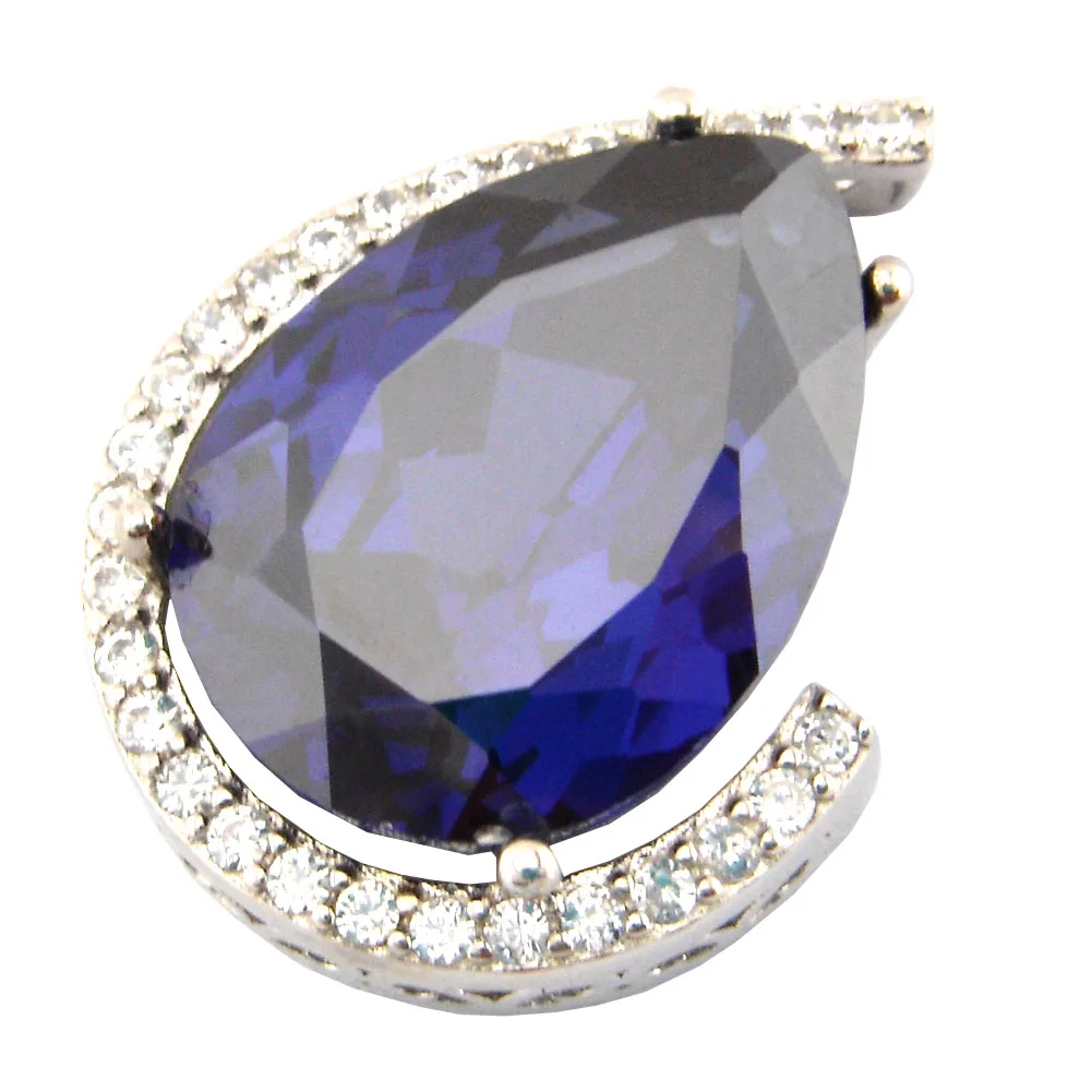 Silver pendant natural  tanzanite stone necklace