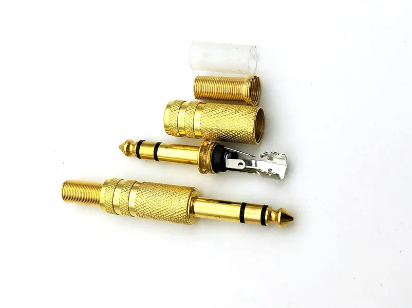 

50PCS Gold 6.35mm male 1/4 Stereo plug audio connector New