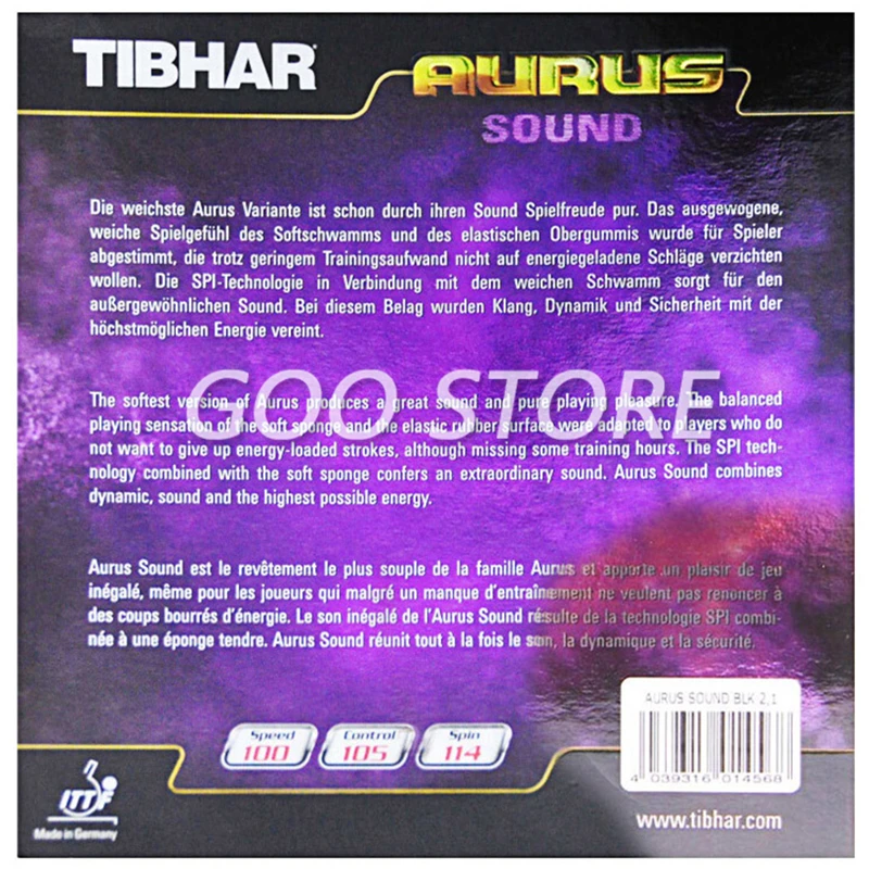 TIBHAR AURUS / AURUS SOUND / SOFT Original TIBHAR Tischtennis-Gummi-Ping-Pong-Schwamm – Detail 9