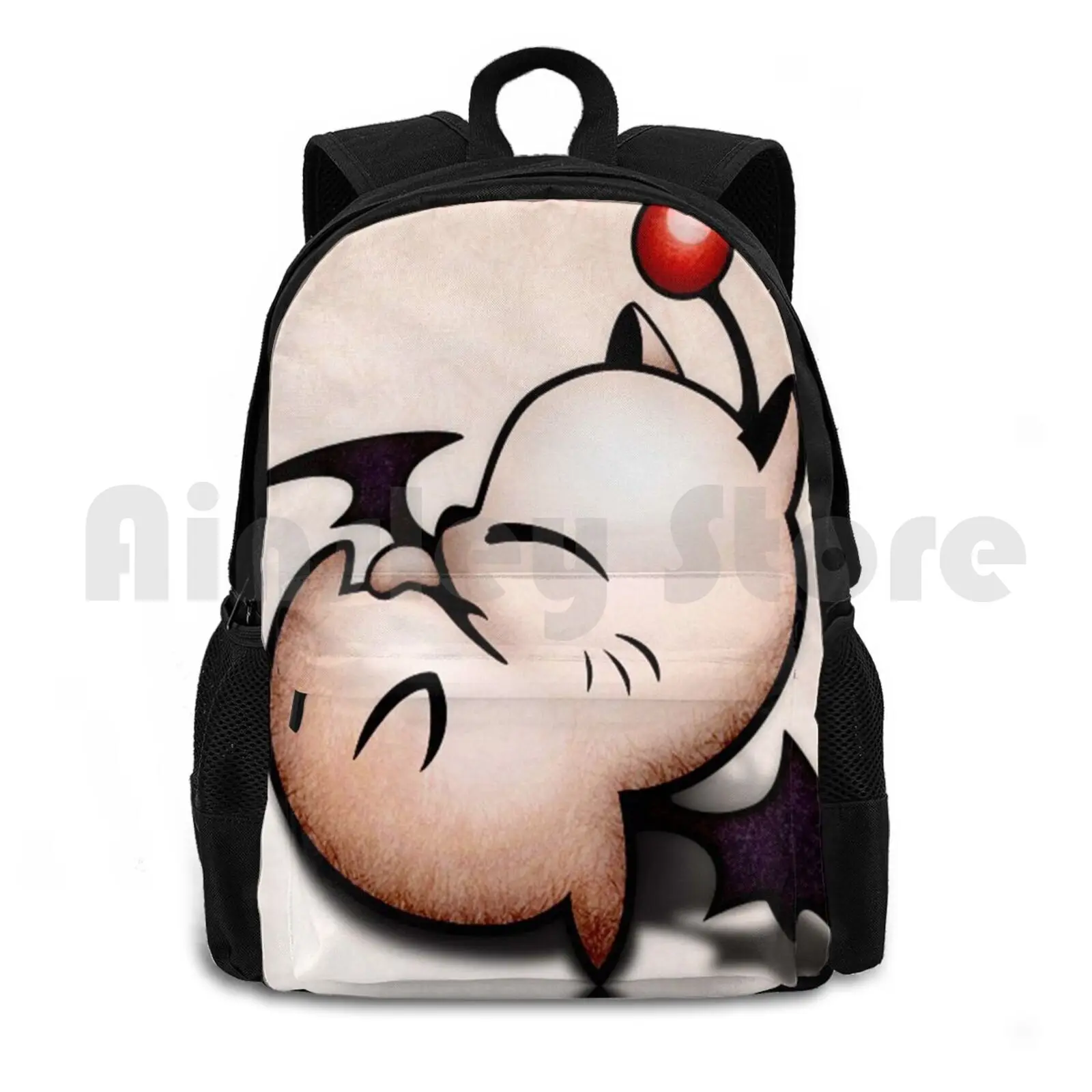 Black Mogu Sleep Outdoor Hiking Backpack Riding Climbing Sports Bag Mogu Black Sleep Moguri Moogle Kawaii Funny Game Anime