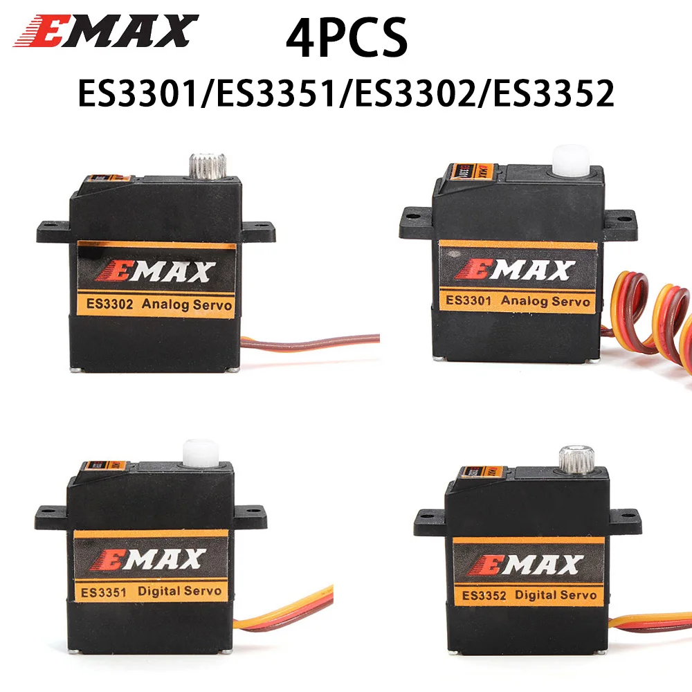 

4 шт./лот Emax ES3301 ES3351 ES3302 ES3352 9 мм 4,8 В-6 В аналоговый/цифровой сервопривод с металлической шестерней для RC планера Rc Самолет Радиоуправляемый дрон