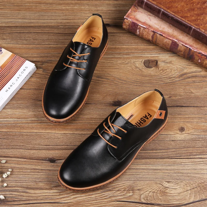 Plus Size 48 Leather Casual Shoes for Men Luxury Brand Designer Sneakers High Quality Casual Business Leather Shoes Men Oxfords