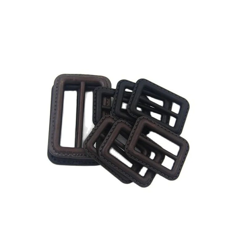 Black Imitation Leather Buckle, Three Gear Belt, Skirt Buckle, Coat Adjustment, Coffee Buckle, DIY Handcraft Supplies, 2Pcs