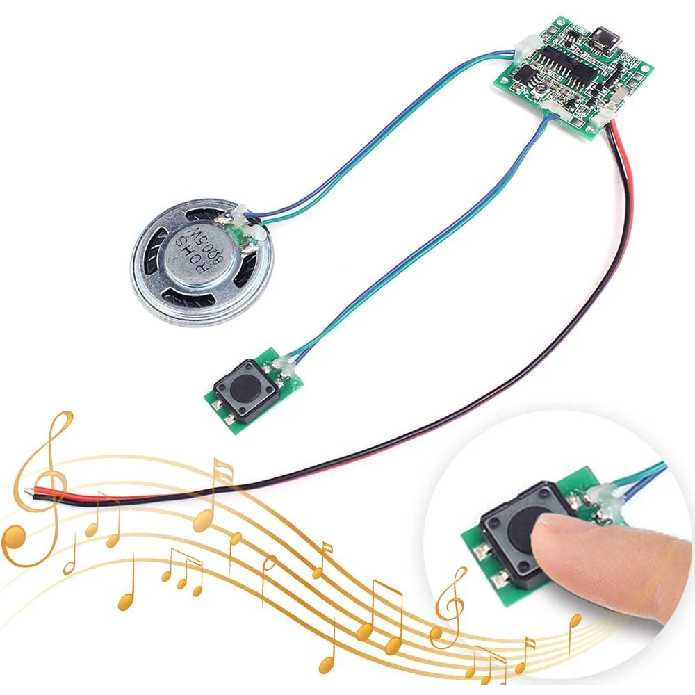 Sound Module Voice Recorder Board Photosensitive Sensor Key Button Control with Loudspeaker DIY Greeting Card Music Player Box