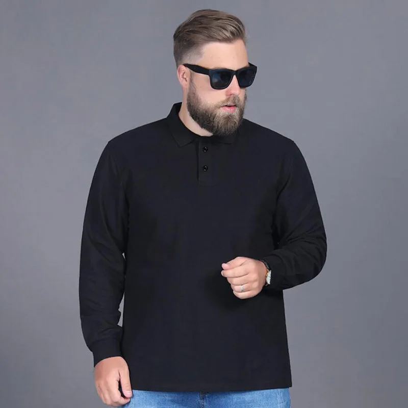 Autumn Winter men shirts long sleeve large size 7XL 8XL 9XL 10XL letter turn down collar tees loose tops black 54 56 60 52