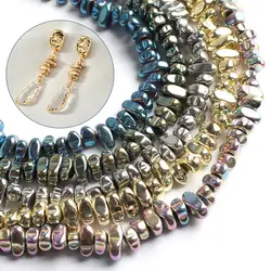 Natural Hematite Irregular Matte Gravel Stone Spacer Loose Beads for Jewelry Making DIY Beaded Bracelet Earrings Necklace 15''