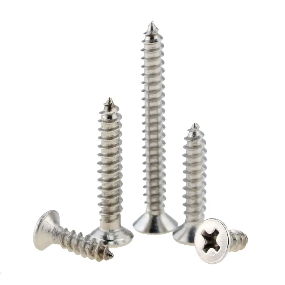 100PCS M1*3 4 5 6 304 Stainless Steel Cross Recessed Countersunk Flat Head Tapping-screws Wood Screw M1x3 M1x4 M1x5 M1x6