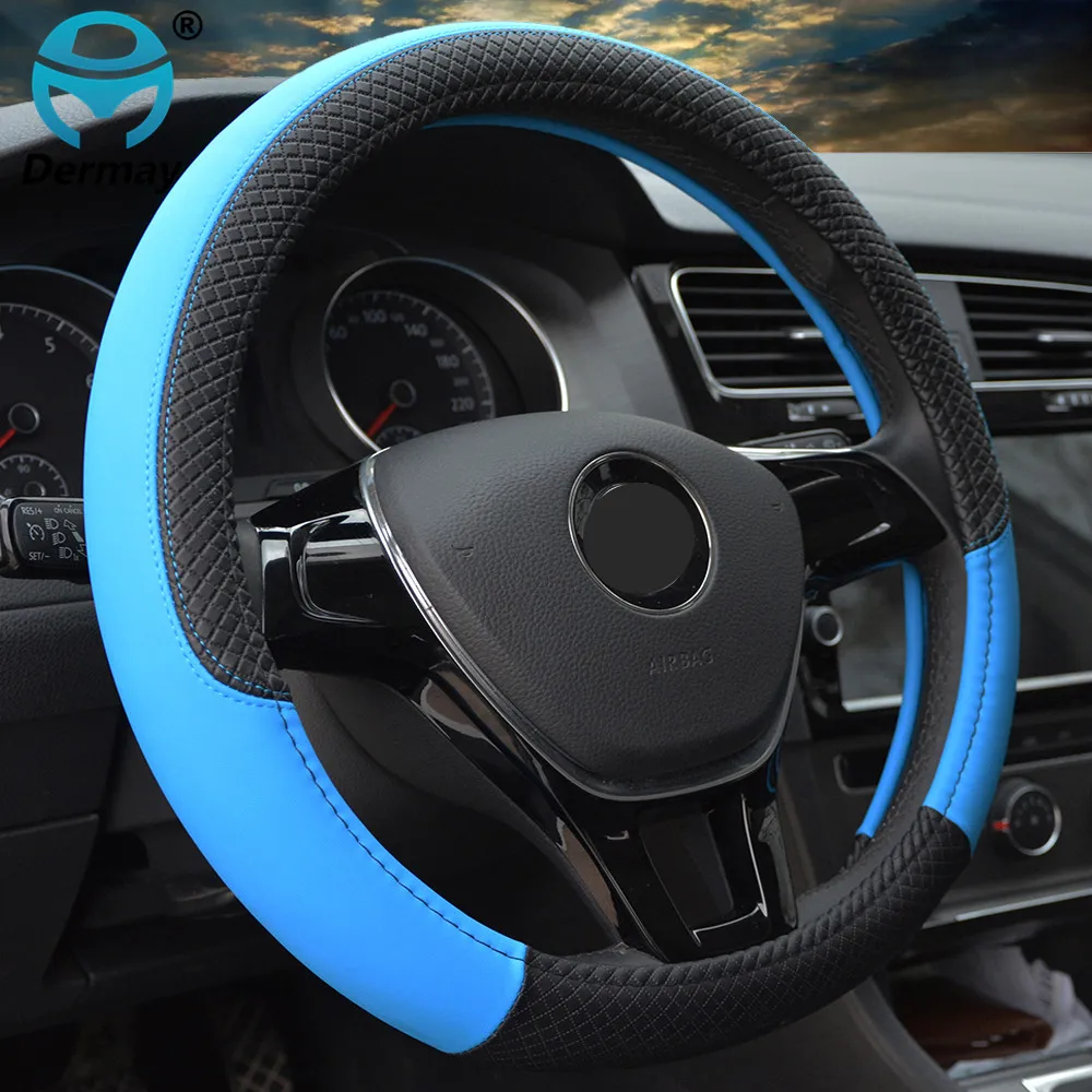 Universal Car Steering Wheel Braid High Quality Leather Anti-Slip 8 Color Car Steering Wheel Cover Car-styling Auto Accessories