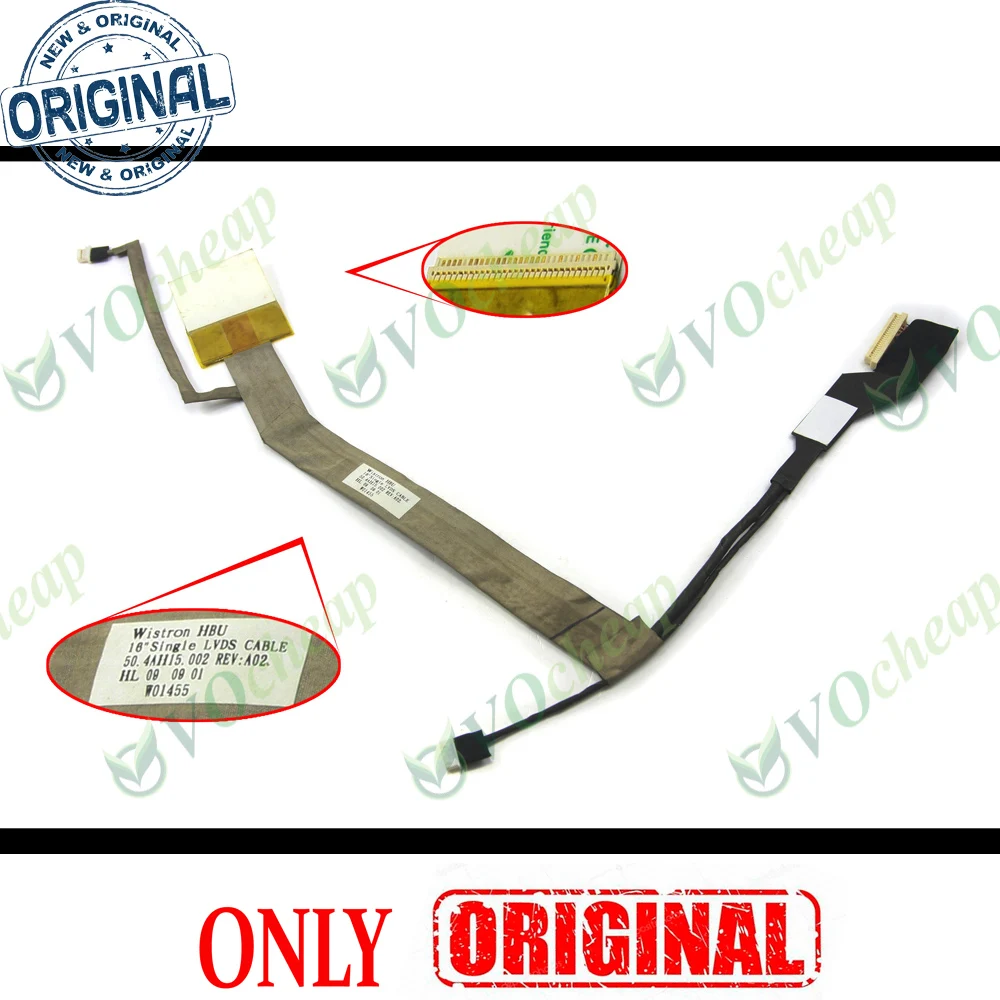 Novo cabo lcd vedio flex genuíno para hp compaq presario cq60 CQ60-100 CQ60-200 CQ60-300 série 16 "-50.4ah15.001, 50.4ah15.002