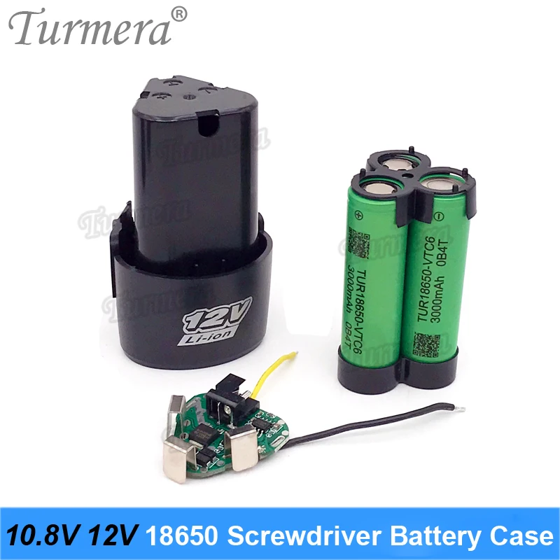 

Turmera 3S 10.8V 12V Screwdriver Drill Battery Screwdriver Case 18650 Hoder Brackets 3S 30A BMS Board for Shura Shrika Replace